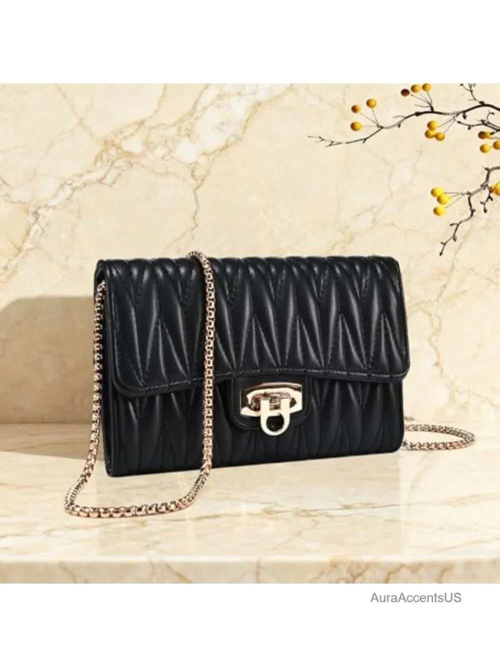 Quilted Leather Crossbody Bag - Compact Convertible Phone Bag for Work & Travel